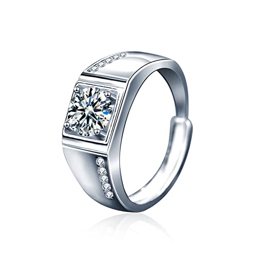 Bague homme argent 925 réglable moissanite : cadeau idéal anniversaire et mariage
