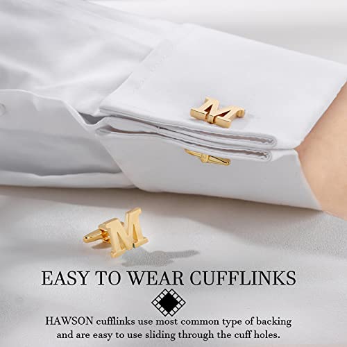 A-Z Initial Cufflink for Men, Classic 18k Gold Silver Black Letter Alphabet Monogram Cuff Links for Wedding Business Party Party3