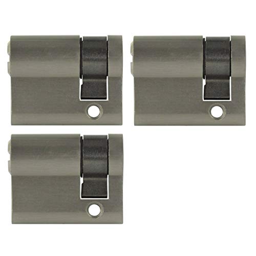 2 x 10 demi-cylindre 40 mm à fermeture identique 30/10 avec clé, gris Cover