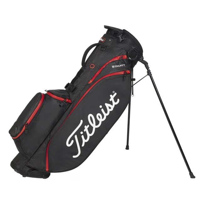 Titleist Players 4 StaDry Sac de Golf Support, Noir/Noir/Rouge