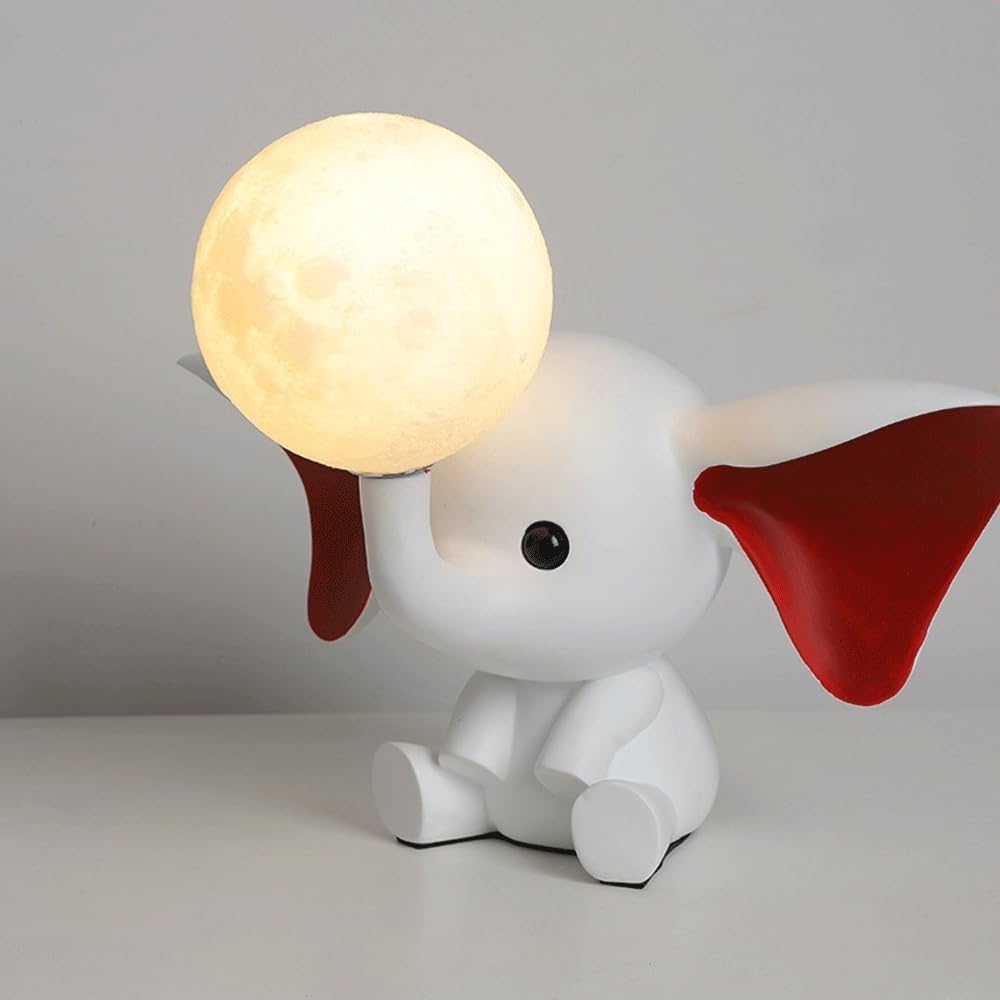 Warme romantische kreative Elefantenmond-Schreibtischlampe – ideal für Kinderzimmer, Wohnzimmer, Schlafsaal, Schule (weiß)