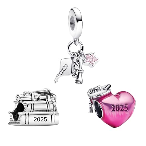 2025 Graduation 925 Sterling Silver Charms Dangles for Bracelets and Necklace Jewelry Gift for Women Girls Family and Friends