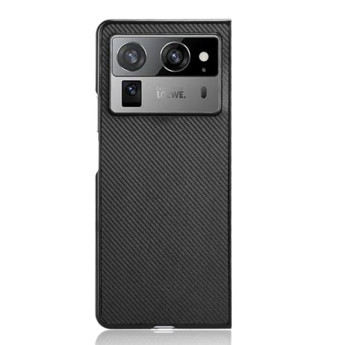 Image of for Tecno Phantom V Fold2 Case Carbon Fiber Texture Shockproof PU+PC Phone Cover - Black