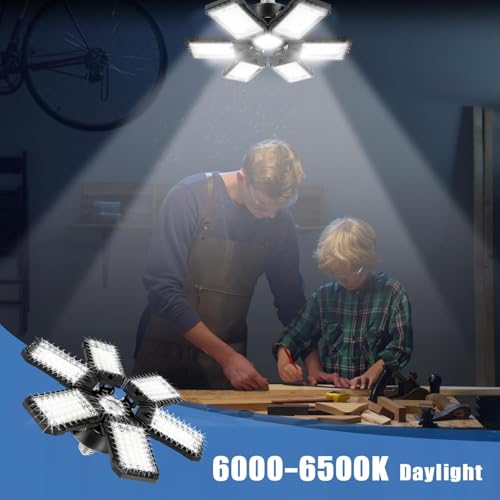 LED Garage Lights Bulb 1 Pack 180W 18000LM 6500K Led Shop Light with 6 Plus 1 Deformable Panels Basement Barn Ceiling Lights for E26/E27 by Aoretic - Image 6