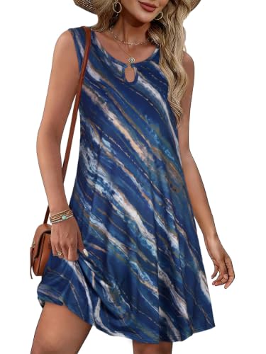 Image of Summer Dresses for Women 2026 Casual Sleeveless Sundress Floral Loose Fit Beach Cover Up with Pocket