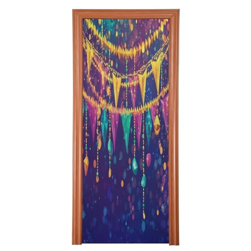 FLildon Mardi Gras Carnival Door Cover Decoration, Party Accessory Porch Decor for Festive Ornament Room Door Covers 36 x 98 Inch