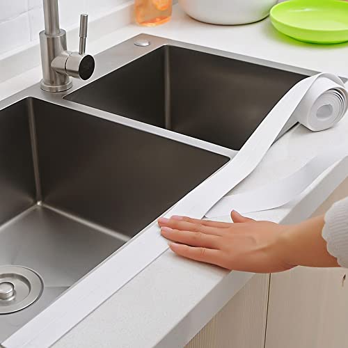 Image of 2 Roll Caulk Strip Tape, Self-Adhesive Waterproof Caulking Sealing Tape for Kitchen Countertop Sink Toilet Bathroom Bathtub Floor Wall Edge Sealing Strip 1.5 Inch x 10.5 Feet,White