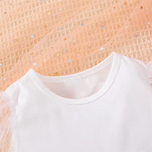 Calça de moletom para bebês recém-nascidos, meninas, tule, manga bolha, blusa lisa, saia xadrez, 2 p