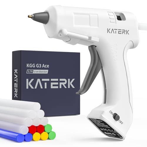 Katerk 3.7V Cordless Hot Glue Gun Kit, 90s Fast Heating, Mini Glue Gun with 15 Glue Sticks, USB-C Rechargeable with 2000mAh Built-in Battery, Ideal for DIY, Gift Making,School Crafts & Repairs (White) Katerk 3.7V Cordless Hot Glue Gun Kit, 90s Fast Heating, Mini Glue Gun with 15 Glue Sticks, USB-C Rechargeable with 2000mAh Built-in Battery, Ideal for DIY, Gift Making,School Crafts & Repairs (White)