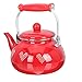 YARNOW Wasserkessel Emaillierter Vintage Emaille Wasserkocher Teekessel Teekanne Kaffeekanne Emaillekessel mit Hitzebeständig Griff für Küche Zuhause Café Camping Gasherd 2. 5L Rot
