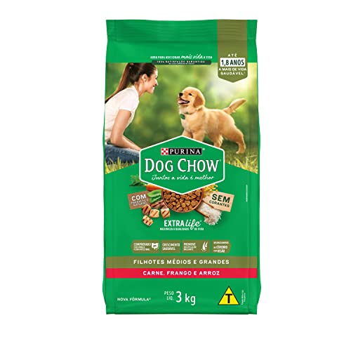Purina Dog Chow Nestlé Para Cães Filhotes Médios E Grandes Sabor ...