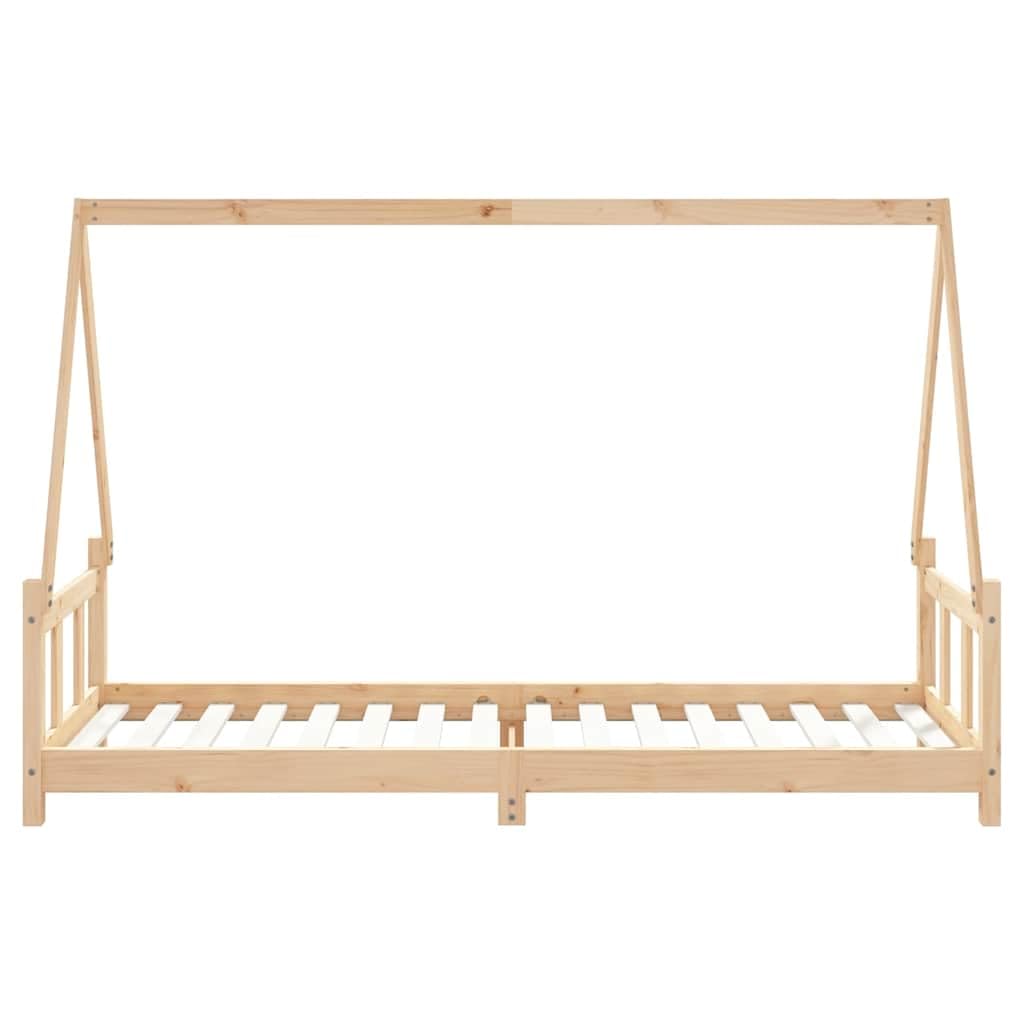 Cama infantil de 90 x 200 cm, madera maciza de pino, diseño con somier y protección contra caídas para habitaciones infantiles y bebés, cama junior estable con madera natural, adecuada a