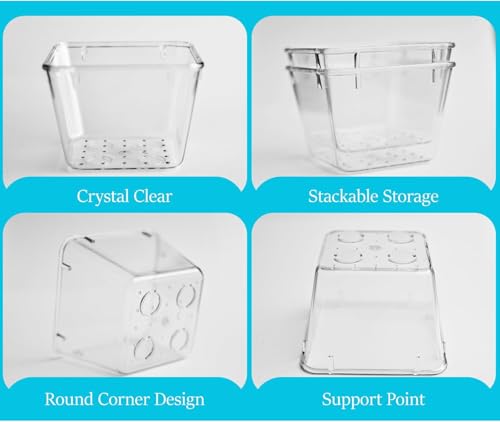 Image of Clear Plastic Drawer Organizers Set, 4 different size Versatile Bathroom and Vanity Drawer Organizer Trays, Storage Bins for Makeup, Bedroom, Kitchen Gadgets Utensils and Office (4 PC SET NEW)