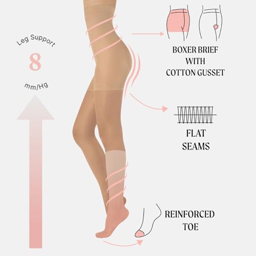 Image of CALZITALY High Waist Tights Tummy Control Top - 20 Denier Shaping Pantyhose, Sheer Shaping Tights for Women All Day Use