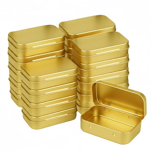 Image of Golden Small Metal Tins with Lids -20 PCS Versatile Tin Containers for Storage and Organization - Perfect Small Tin Box and Zyn Holder Nail Box DIY Gift Packaging Golden Iron Mint Case