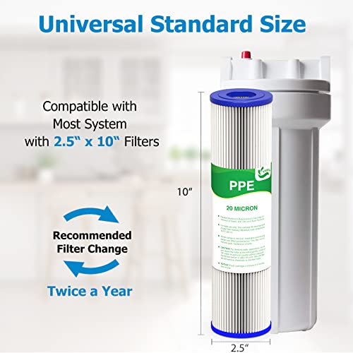 Vegebe 20 Micron Water Filter 10" X 2.5", 10-Inch Whole House Sediment Pre-Filters For Well & Tap Water, Replacement Cartridge For Fxwpc, Eq-Pfc35, Ecp5-10, S1, 3Wh-Stdpl-F02, Spc-25-1005, 6-Pack #TOP2