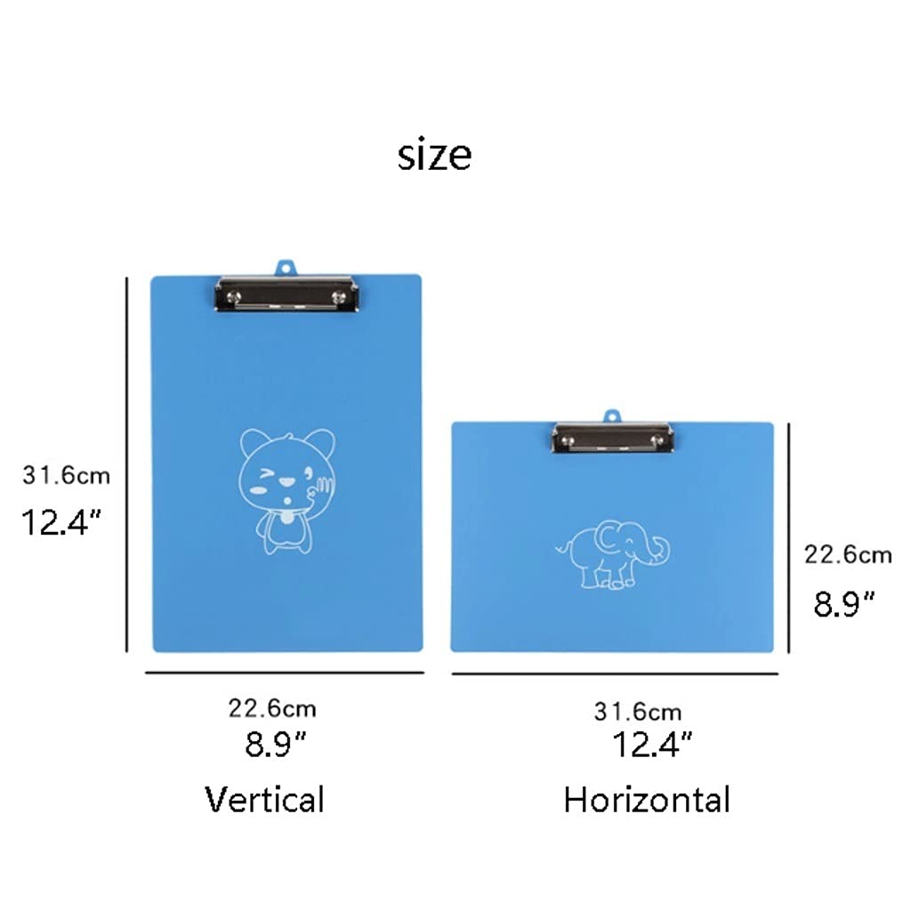 klipboard Schowek Plastikowy Office A4 Rozmiar Memo Clip Boards Wieszany Klips Niski Profil do biura, School, Sala Classroom do biura i domu (Color : A)