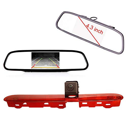 Rear View Camera Kit 4.3 inch Rearview Mirror Monitor + Car HD waterproof 3rd Brake Light Reverse Camera for Citroen Dispatch/Toyota Proace/Peugeot Expert Traveller van 3 transporter 2016