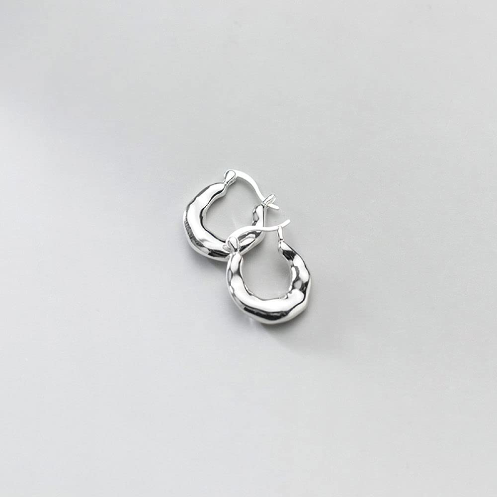 Ohrringe Silber 925 Creolen, Kreative Glänzende Unregelmäßige Stoßmuster Persönlichkeit Hypoallergene Klappbare Ohrringe Exquisite Kreis Endlosschleife Schmuck Für Dame Männer Mädchen Freun