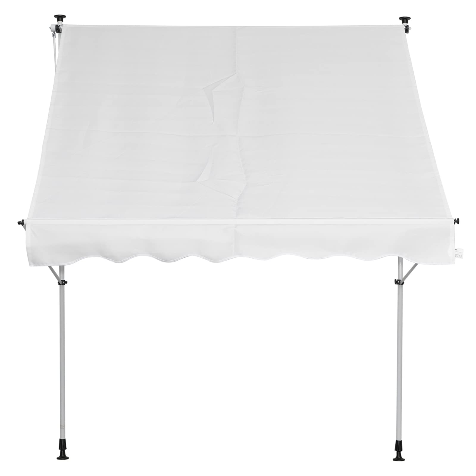 Outsunny Toldo Manual Retráctil 2x1,5 m Altura Ajustable Blanco | 170-280 cm, Toldo Exterior Terraza Enrollable, con Manivela, Anti-UV e Impermeable, Sin Taladro, para Balcón, Jardín