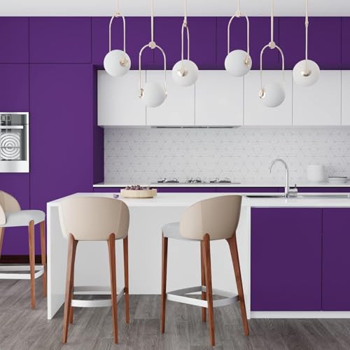 Image of Dark Purple Solid Wallpapaer Peel & Stick Contact Paper Self Adheisve Vinyl Wallpaper Removable Vinyl Wallpaper Decorative Kitchen Cabinet Furniture Countertop 16 x 96 Inch
