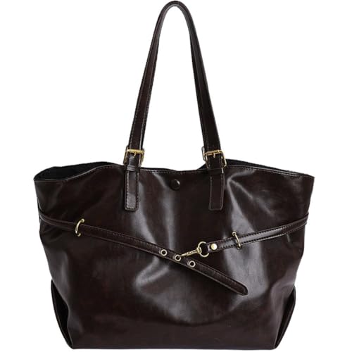 Danlai Bolso Tote Retro De Gran Capacidad De PU, Bolso Bandolera Ligero para Mujer, Ideal para Trabajo, Viajes Y Uso Diario.