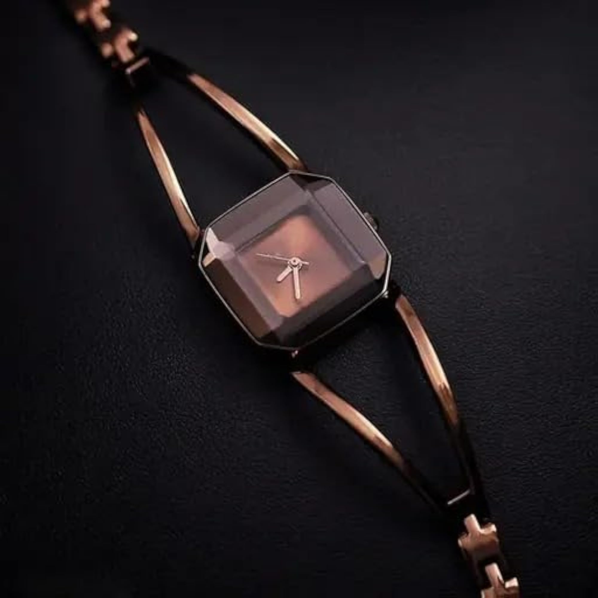 Women's Designer Octagonal Bangle Watch with Champagne Dial