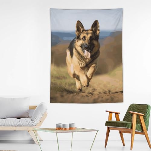 Tapisserie berger allemand pour habiller un mur vide avec une décoration esthétique