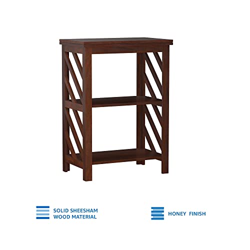 Image of Amazon Brand - Solimo Avioth Solid Sheesham Wood Shoe Rack | Wooden Footwear Organizer with 2 Shelves | Shoe Stand for Home Office (Honey Finish)