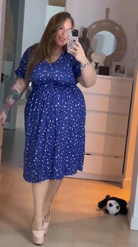 Image of RITERA Plus Size Dresses for Curvy Women Summer Spring Womens Dress V Neck Short Sleeve Casual Dress with Pockets XL-5XL