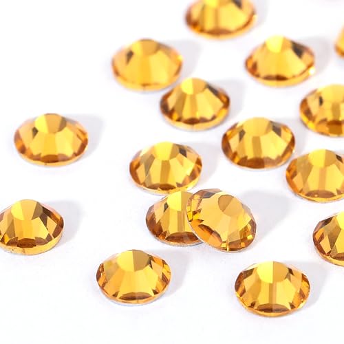 Image of Rhinestones 3000pcs SS6 (1.9-2.0mm) Glass Flatback Crystal Gold Yellow