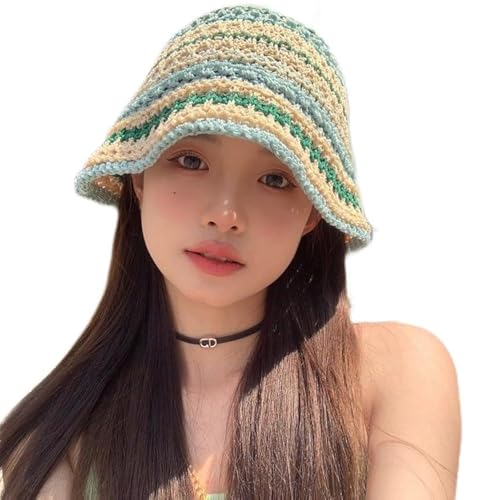 CongTil Crochet Bucket Hat for Women Knit Sun Hat for Summer Handmade Foldable Beach Caps Beanie...