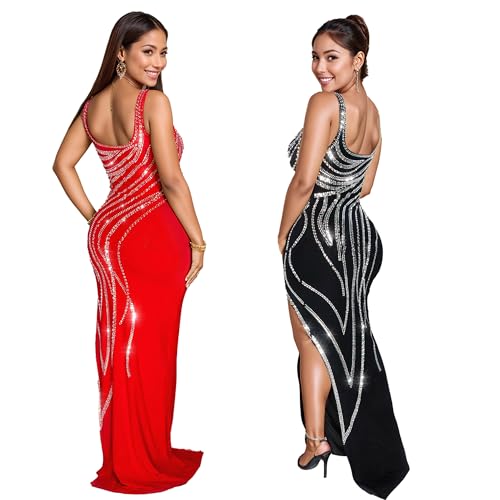 Image of Nagfar Women Rhinestone Sequin Birthday Party Sexy New Year Formal Dress