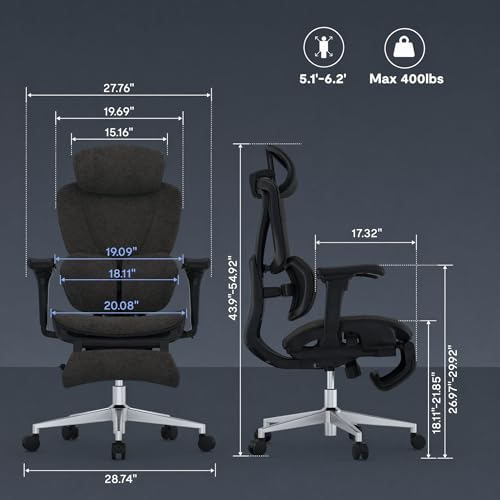 Image of FLEXISPOT Sentinel Ergonomic Gaming Chair with 3-Year Warranty | Dual-Wing Adaptive Lumbar, 3D Armrests, 120 3-Position Recline, Height-Adjustable Backrest, Desk Chair for Home Office