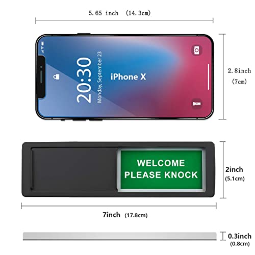 Image of Do Not Disturb /Please Knock Sign,Privacy Door Sign for Home Office Restroom Conference Hospital Hospital, Non-Scratch Magnetic Slider Door Indicator, 7'' x 2'' - Black
