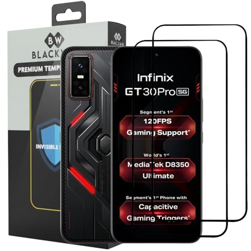 Image of Blackwik Tempered Glass Screen Protector for Infinix GT 30 Pro with Edge-To-Edge Protector Coverage | Easy Installation Kit (Black) (Pack Of 2)