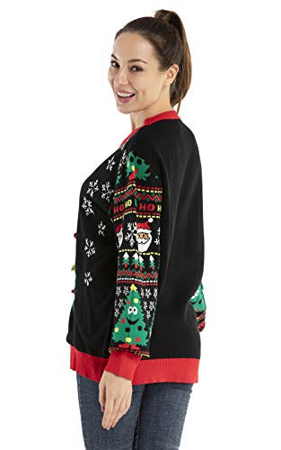 Light-Up Dancing Christmas Tree Sweater with Tinsel - Image 5