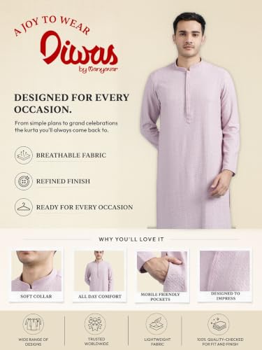 Image of DIWAS BY MANYAVAR Men's Viscose Embroidered|Sequined Kurta (1pc)