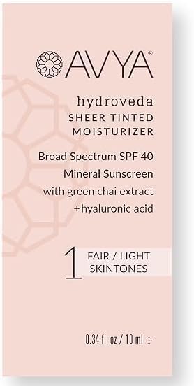 SPF 40 Sheer Tinted Moisturizer with Hyaluronic Acid Green Chai Advanced Ayurvedic Skincare Treatment for Balanced and Brighter