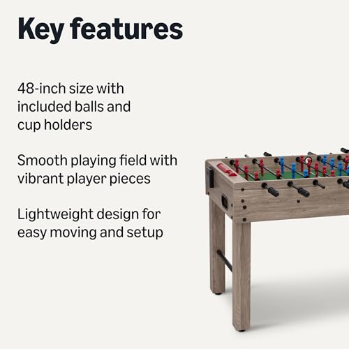 Image of Amazon Basics 48-Inch Foosball Table Soccer Game Room Size with 4 Balls and 2 Cupholders, Oak