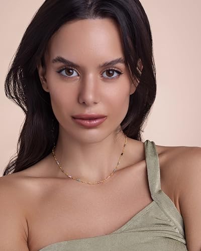 Gold Blue Green Purple Amber Colored Nature Gemstone Quartz Crystal Bead Stone Healing FULLY ADJUSTABLE Statement Necklace Choker for Women by SNGIA, Colorful Beaded Strand Tennis Trendy Bohemian Preppy Retro Handmade Jewelry Gifts, Multicolor Vintage Unique Cute Baroque Summer Beach Fashion Nickle Free Accessories2