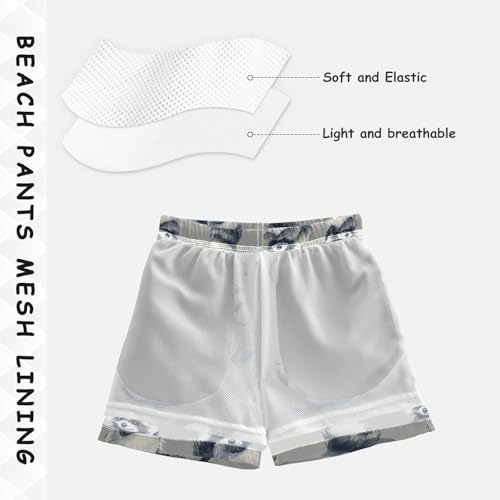 Pigsaly Boys' Swim Board Shorts Funny White Grey Raccoon Boy's Swim Trunks Kids Swimwear 3T4