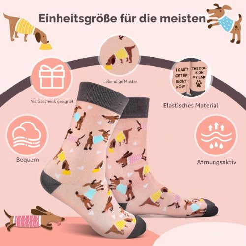 Lustige Hunde Socken Damen, Witzige Geschenke für Frauen Hundeliebhaber | Bunte Hundesocken Tiersocken für Teenager Mädchen, Ostern Muttertag Valentinstag Weihnachten Geschenk für Sie Hundebesitzer