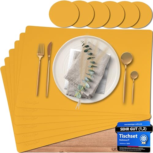Mahewa® 6er Set Premium Tischset aus Kunstleder - Platzset abwaschbar...