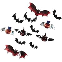 Ovanda 36 Stück Kürbis Fledermaus Wandsticker, Halloween Fledermaus Aufkleber, Halloween Fensteraufkleber,Horrible Wandaufkleber,Fledermäuse Wand Aufkleber,Kürbis Wandaufkleber,für Fenster Türen Wände