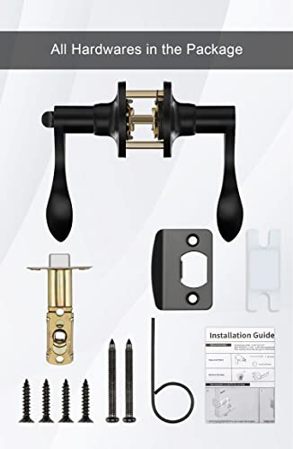 Goldenwarm Matte Black Door Handle Interior, Black Interior Door Handles, Black Privacy Lever Door Handle, Interior Door Levers, Contemporary Black Bathroom Door Handles Bulk(2 Pack) #TOP6