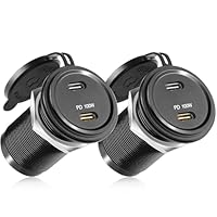acegoo 12V USB C Steckdose 100W PD & 20W PD, Wohnmobil Auto USB Dose Buchse 12 Volt KFZ Wasserdicht Laptop Einbau Ladegerät für Camper Auto Motorrad Boot LKW Wohnwagen, 2 Stück