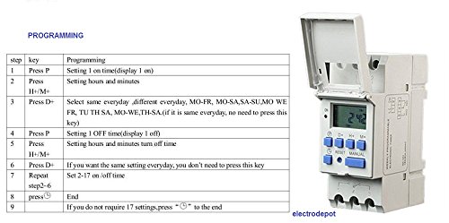 7 Day, 24 Hour Digital Time Switch 120Vac Control, 16Amp Spdt Programmable Timer Din Rail 94120A #TOP2