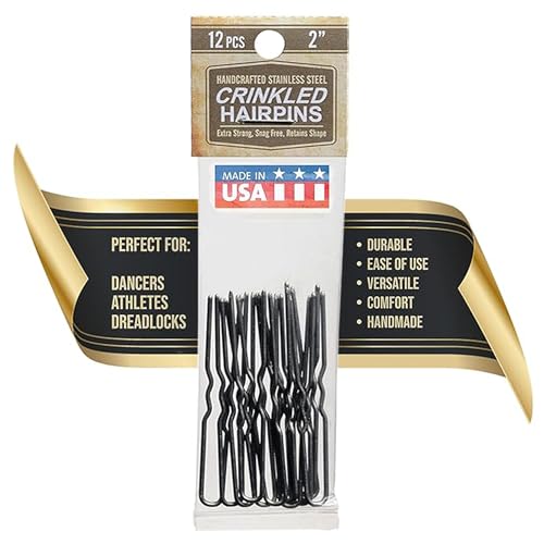 Épingle à cheveux en acier inoxydable froissé lot de 12 pinces à chignon argentées faites main