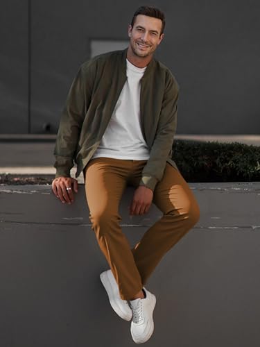 Image of JMIERR Men's Chino Pants Casual Elastic Waist Tapered Golf Trousers